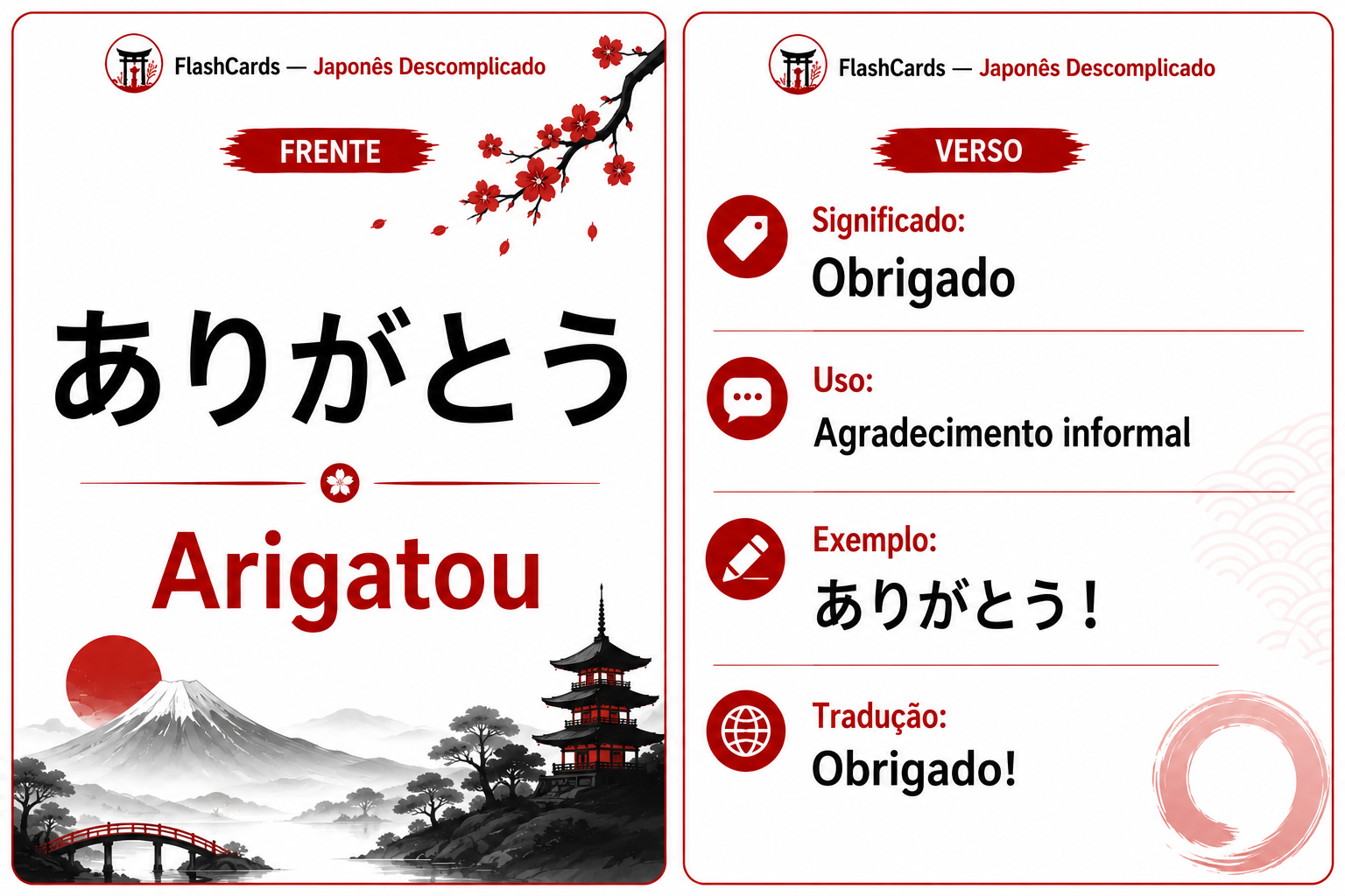 Flashcard — Arigatou (Obrigado)