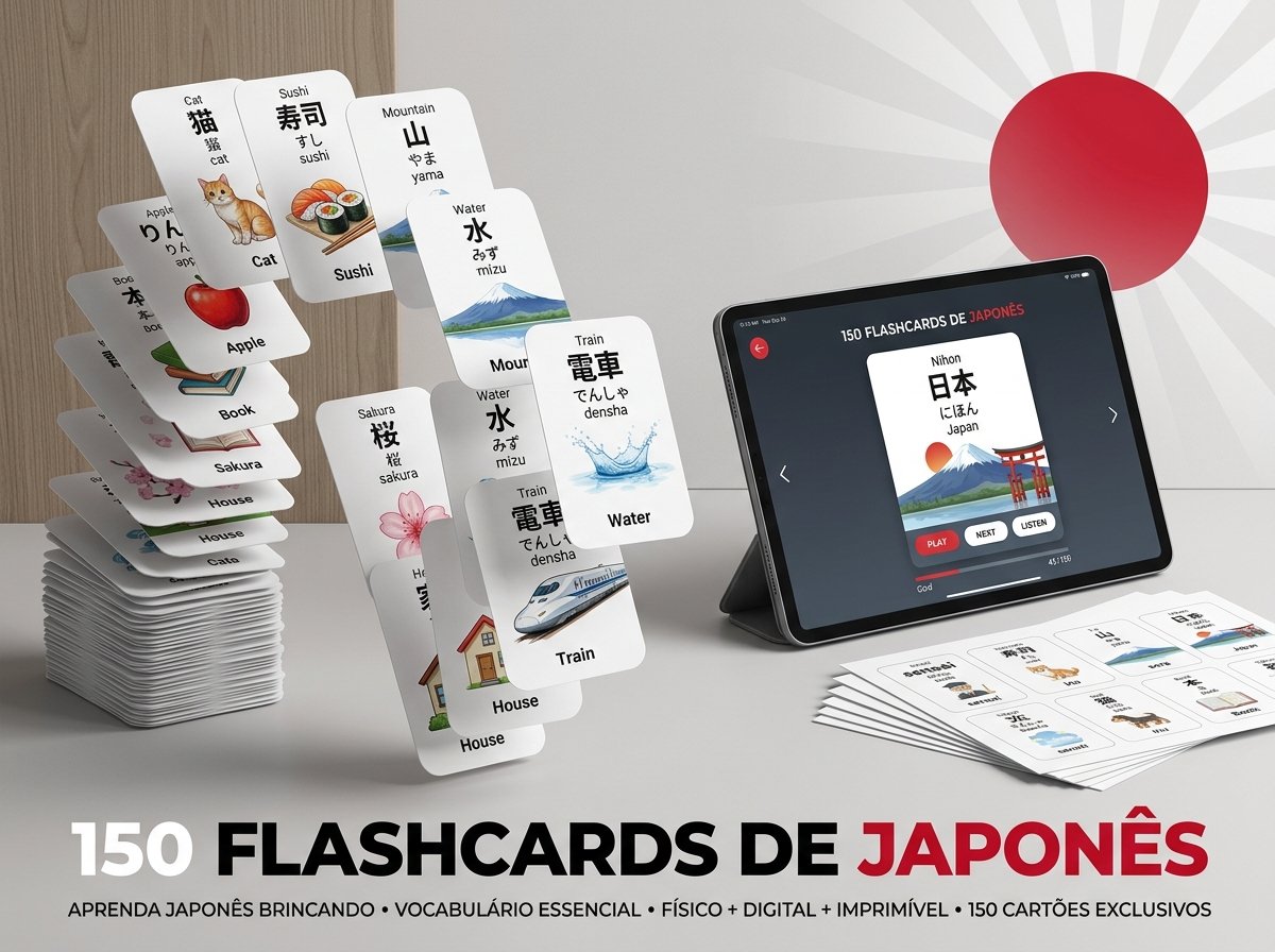 Kit 150 Flashcards de Japonês